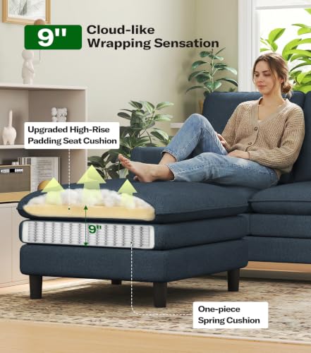 Image of Welzona 3-Layers Cloud L Shaped Couch, 51 inch Teddy Sofa and Loveseat Set