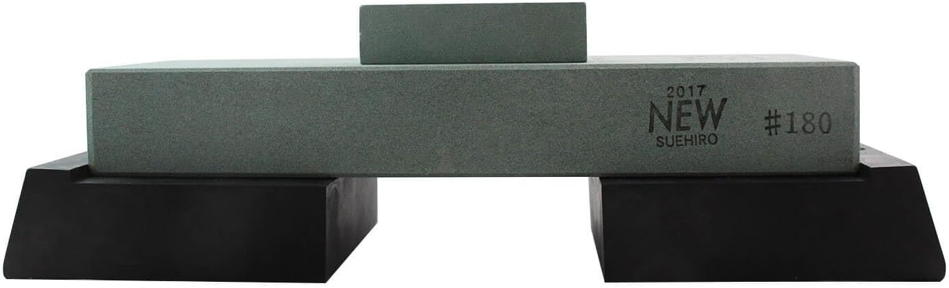 Suehiro Debado LD-21 Coarse sharpening stone: #180 with Rubber stand, 8.11 x 2.87 x 1.14 "