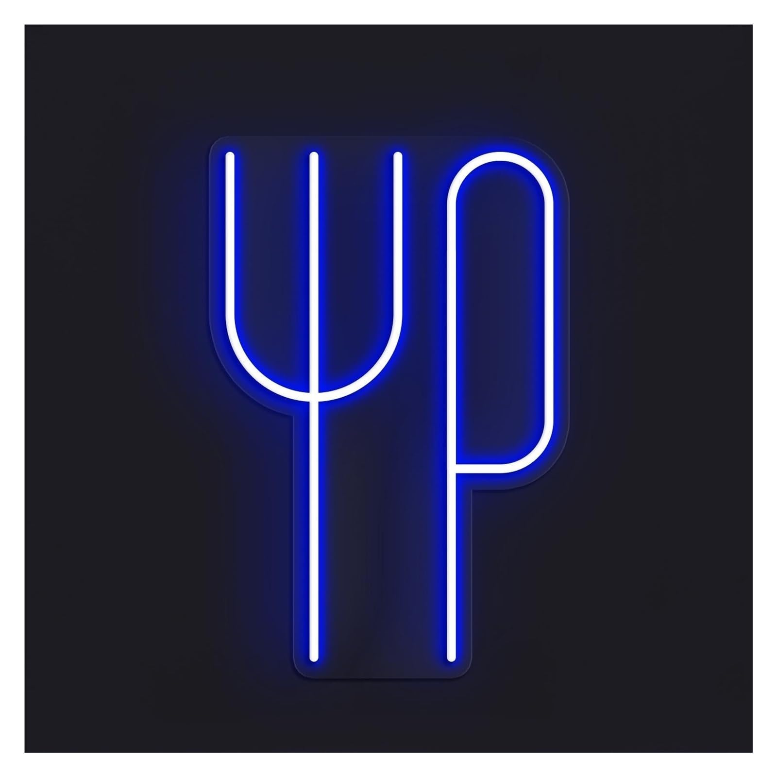 Rongch Blue Hanging Art Signs Fork Knife Neon Sign Handmade, Suitable For Restaurants Decor With Brightness Adjustable 30Cm(Blue)