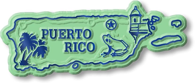 Puerto Rico Small Map Magnet by Classic Magnets, 3D Rubber Vintage-Style Collectible Souvenirs and Gifts Made in the USA