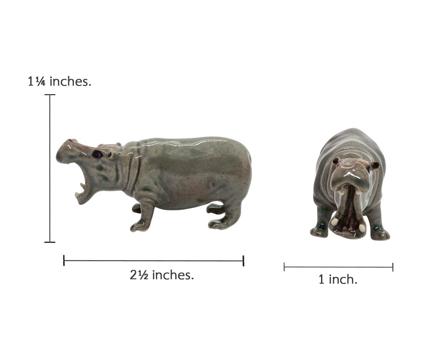 カバの置物(2) Amazon.co.jp: WitnyStore 小さな長さ2インチ 座った口を開けたカバの