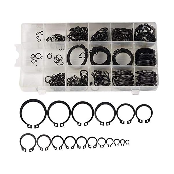 Eagles 300Pcs Internal Snap Ring Assortment, Black Washer Hardware Circlip Retaining Ring Set