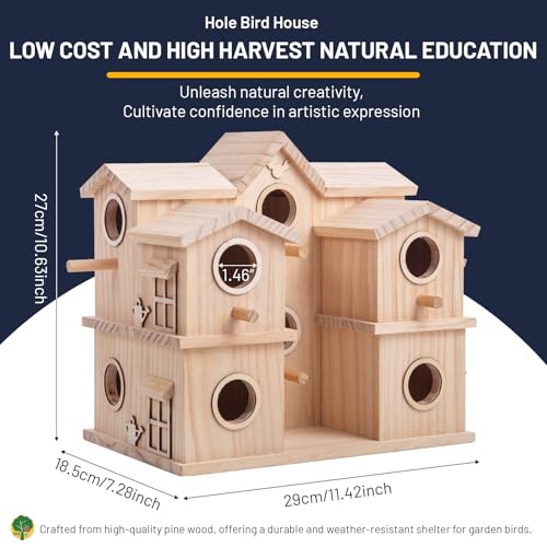 Nichoir à oiseaux en bois de pin brut durable - 3