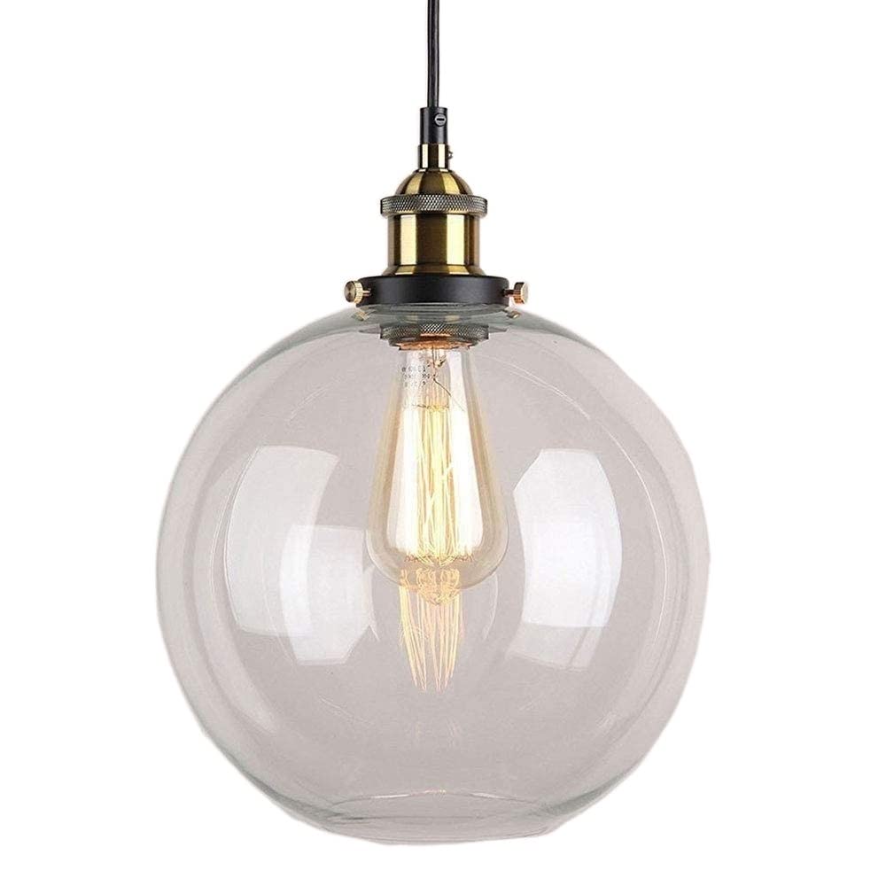 Lámpara colgante de cristal vintage e industrial con pantalla de bola transparente Reloft