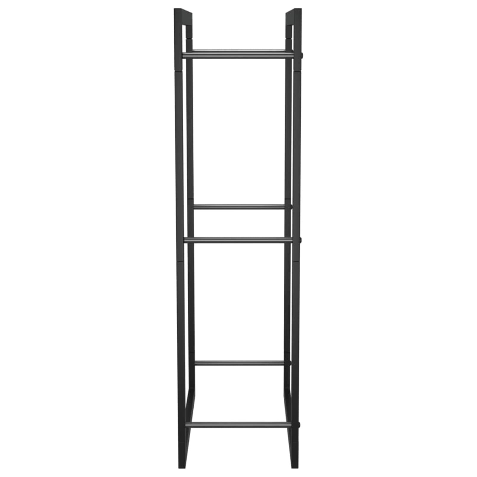 Estante para Leña de Acero Negro Mate - Capacidad para Secar y Almacenar Madera, Dimensiones 50 x 28 x 94 cm, Diseño Resistente a la Intemperie, Para Chimeneas y Quemadores