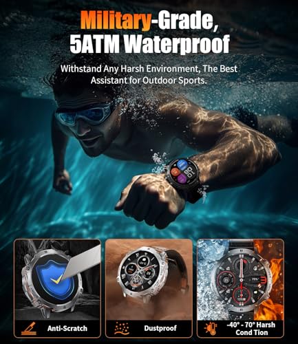 Image of Smart Watches for Men with 900mAh(60+Standby),1.73 inch AMOLED Reloj Inteligente para Hombre with Bluetooth Call,110+ Sports Mode Fitness Tracker /Heart Rate Sleep Health Monitor /Android iOS Smart watch
