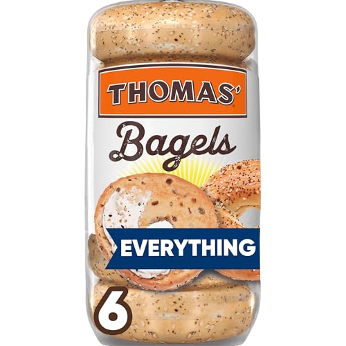 Thomas' Everything Bagels, 6 count, (3.0 oz each), 9g Protein, Kosher Bagels, 18 oz Bag