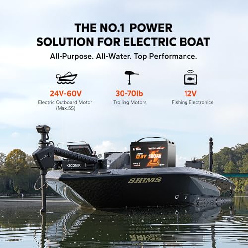 Image of Litime 12V 100Ah LiFePO4 Battery Bluetooth, 12 Volt Group 31 Trolling Motors Lithium Battery, Up to 15000 Deep Cycles, Low-Temp Protection for Boat, Marine, Yacht, Electric Outboard Motors (3-Pack)