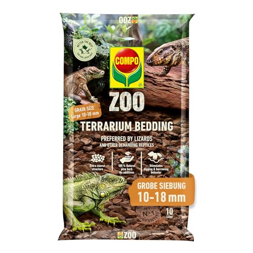 Compo Zoo Terrarien-Substrat für große Echsen und andere anspruchsvolle Reptilien - natürliche Pinienrinde - grobe Körnung 10-18 mm - 10 Liter Braun