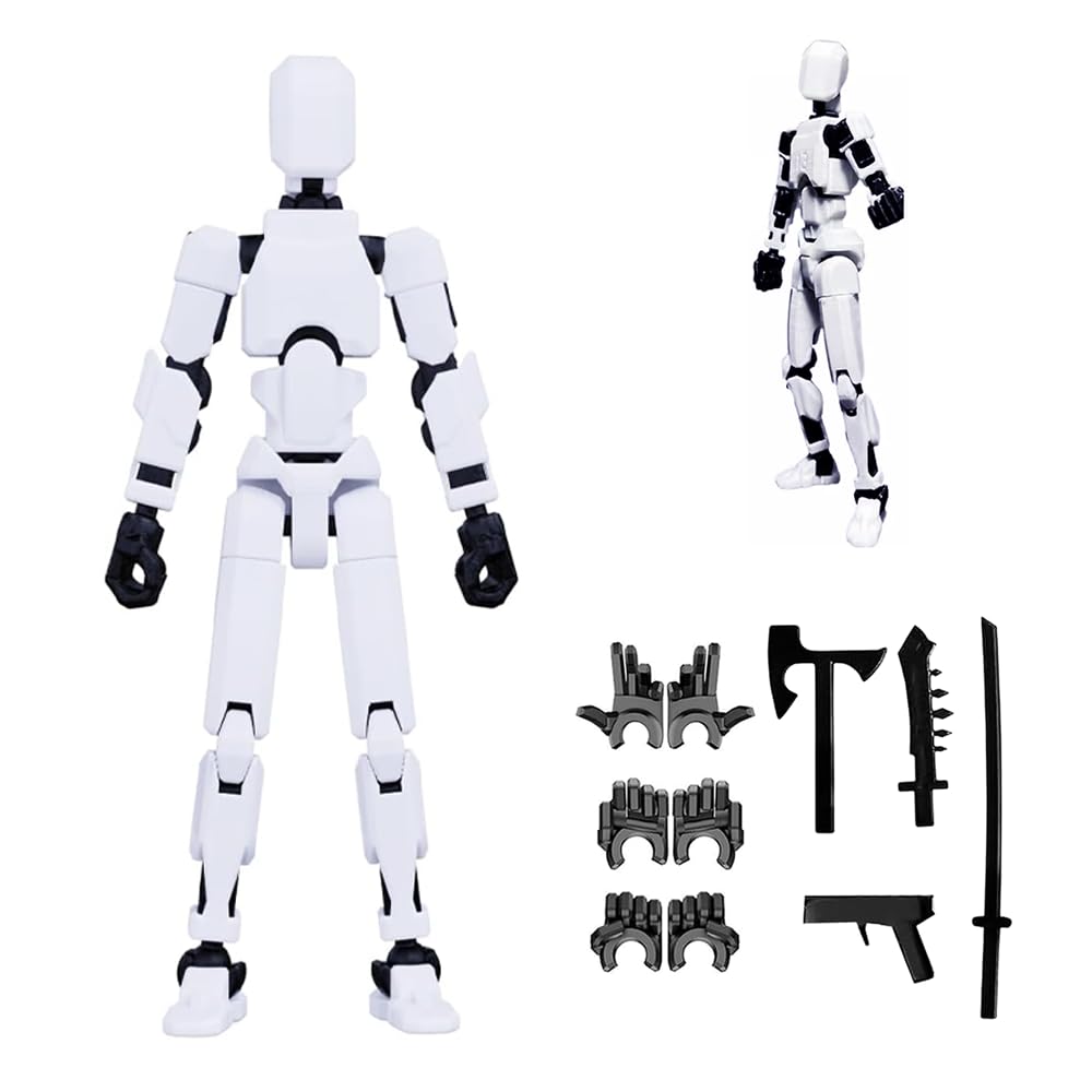 Dumwick Assembly Completed Titan 13 Action Figure,2026 New Lucky Robot 13 Action Figures,3D Printed Action Figure,Nova 13 Figure Desktop Decorations Game Gifts(Assembly Completed-White)