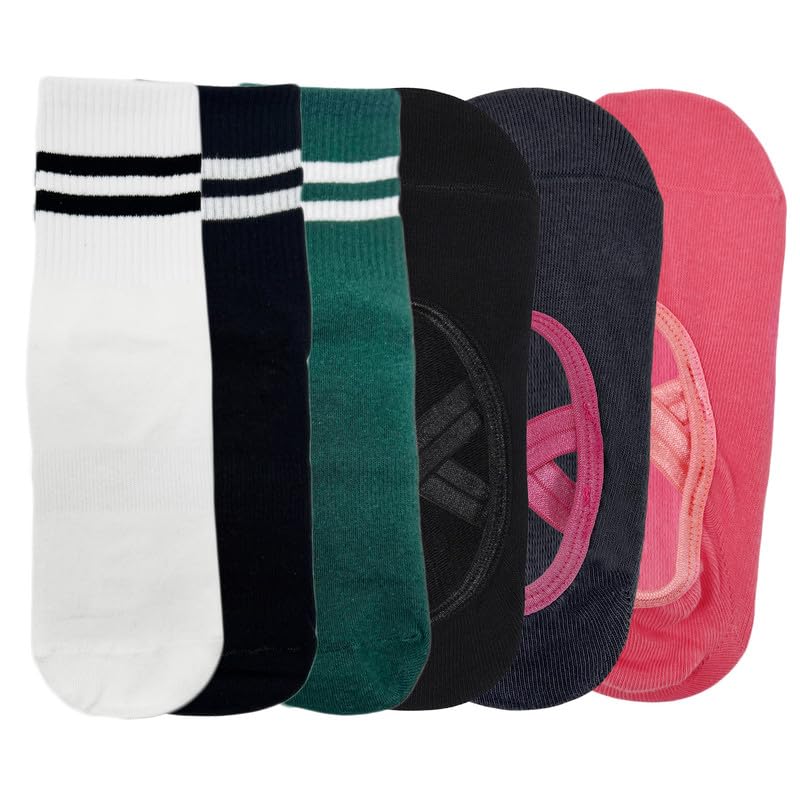 Image of Mint & Oak Full Length Yoga Grip Socks For Women (Set Of 3) | Pilates & Yoga Socks With Grips | Non-Slip Yoga, Pilates, Barre, & Gym Workouts Socks | Stylish & Versatile Women Socks