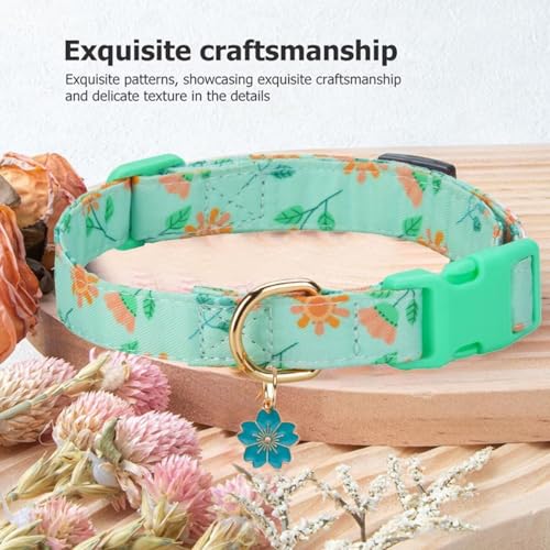 Collar para perro verde con patrón floral y colgante miniatura 4