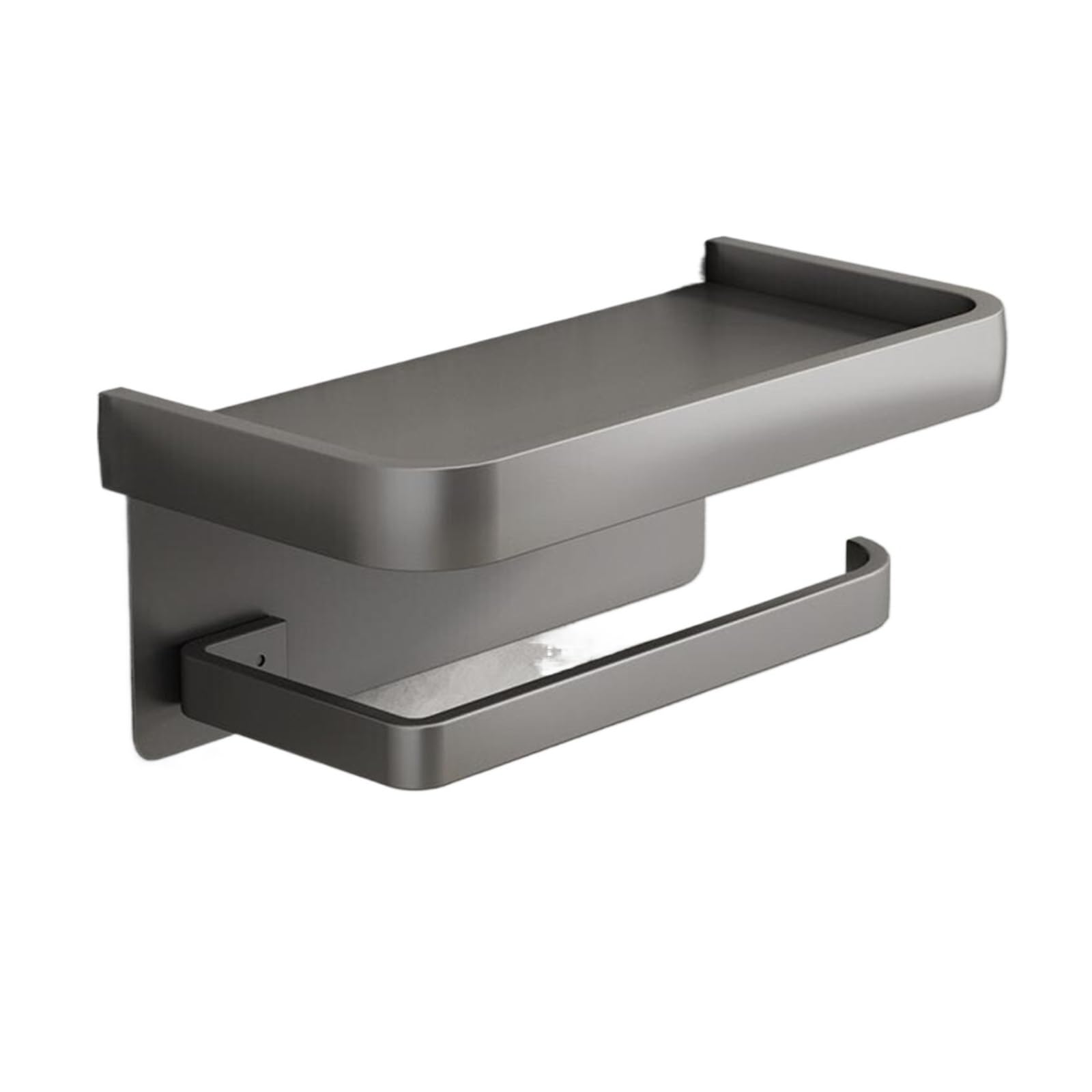Toilet Roll Holder Wall Mounted Wooden Toilet Paper Holder Bathroom Wall Mount WC Phone Shelf Storage Towel Roll Accessories(Style A Grey)