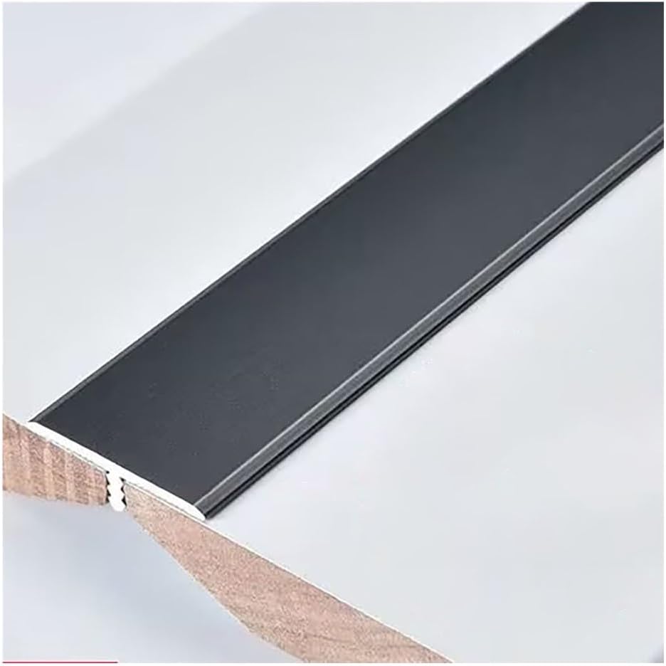 2 Sets 90-130 CM Long Metal Floor Transition Strip, 3.3 CM Wide T Molding Door Thresholds Edge Trim for Doorways Uneven Floors Tile Wood(Black,2Set Length 90 cm)
