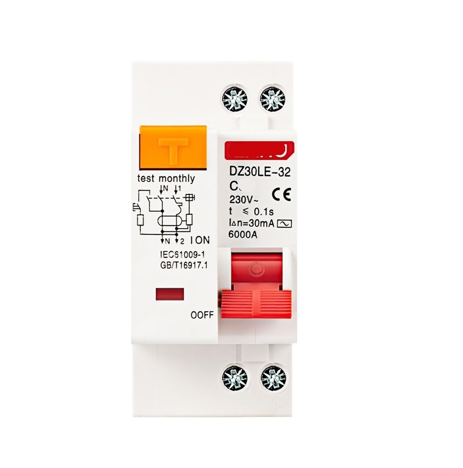 Disyuntor de corriente residual 1P+N 25A DZ30L para proteccion contra fugas 230V