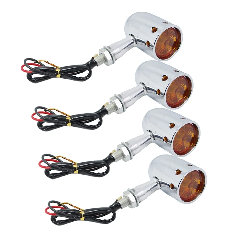 Pièces de réparation de Moto 4 pièces Moto Clignotants Clignotants lumières for Harley Davidson Softail Fat Boy FLSTF XL 883 Hugger Sportster Police FLHP Accessoires (Color : 4pcs Silver)
