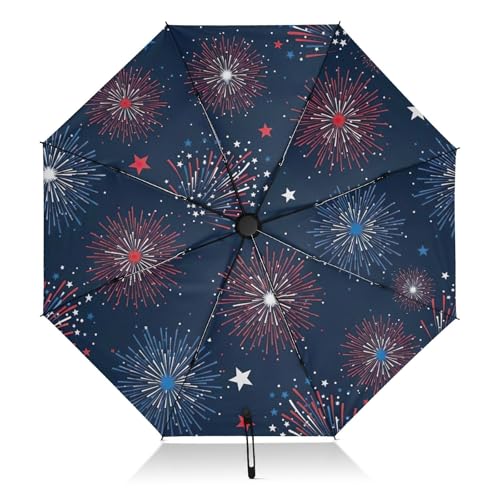RPLIFE Paraguas para lluvia, resistente al viento, plegable, compacto, ideal para coche, bolso, hombres y mujeres, fuegos artificiales
