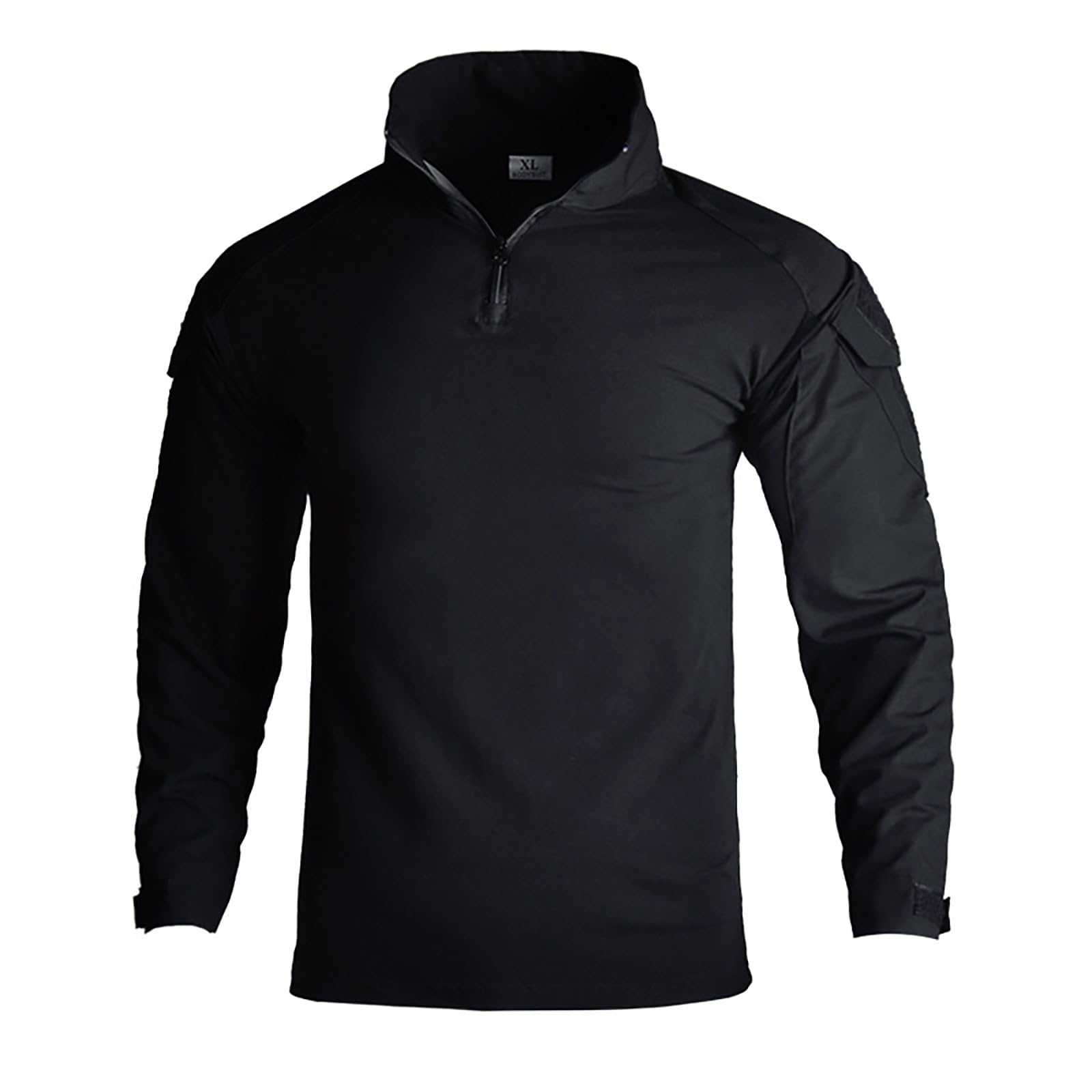 Modeewel Combat Shirt Men's Long Sleeve Sweatshirts Hunting Camping Paintball Training Shirts Airsoft Army Uniform with 1/4 Zip Tactical Shirt Military Camouflage Jacket, black, 3XL