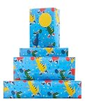 UK Greetings | Multipack of Wrapping Paper & Tags for Birthday | Gift Wrapping Set | Birthdays/Weddings/Father's Day | Dinosaur Design | Pack of 2
