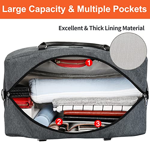 Image of IBFUN Weekender Bags for Women, 21 inch Weekender Travel Bag, Travel Duffle Bag Carry on Overnight Duffel Bag 3PCS, B1-Grey, Large, Expandable Weekender Bag With Back Side Luggage Sleeve and Adjustable