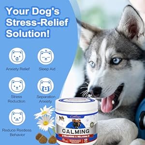 Dog Calming Chews, Dog Calming Treat, Natural Ingredients Calming Aid for Dogs, Perfect for Reducing Anxiety Caused by Separation, Barking,Vet Visits, Thunderstorms120 Count Lamb Flavor