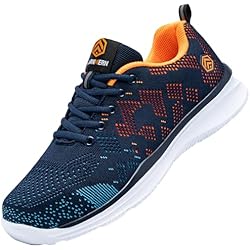 Tenis De Seguridad Larnmern LARNMERN Zapatos de Seguridad para Hombre Mujer Anti-Piercing Punta de Acero Zapatillas de Seguridad Cómodo Ligero Transpirable Calzado de Seguridad(Azul Naranja,43EU)