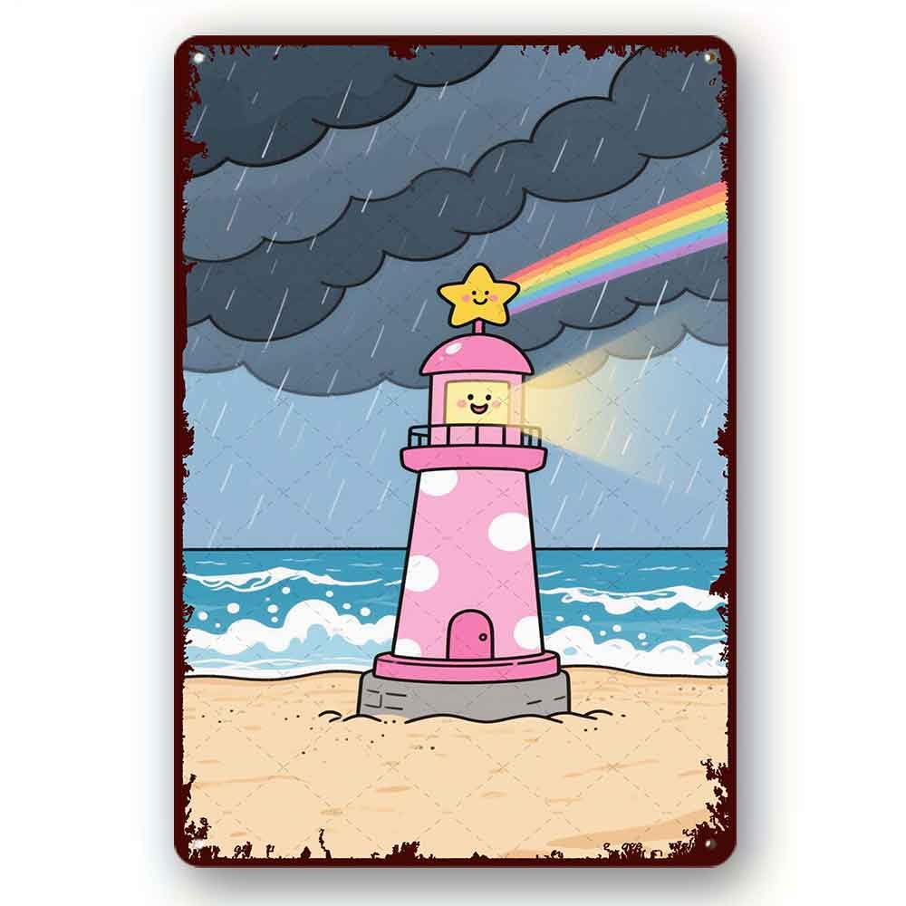 peiyeety Funny Metal Tin Sign Lighthouse in the storm For Home Yard Farm Garden Garage Inspirational Quote Wall Decor Vintage Tin Sign 8x12 Inch