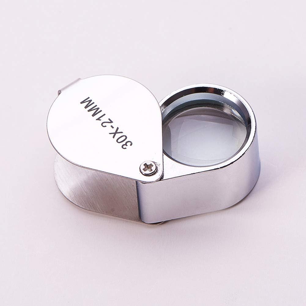 Othmro 1Pcs 30X Magnifying Glass, Diameter 0.83inch Mini Microscope Jewelry Eye Loupe Magnifier, Silver Magnifying Glass Powerful Doublet, Chrome Plated, Round Body Jewel Loupe for Stamps : Everything Else