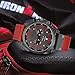 Mens Leather Strap Watches Classic Sandwich Dial Casual Dress Stainless Steel Waterproof Chronograph Date Analog Quartz Watch (Black Red)