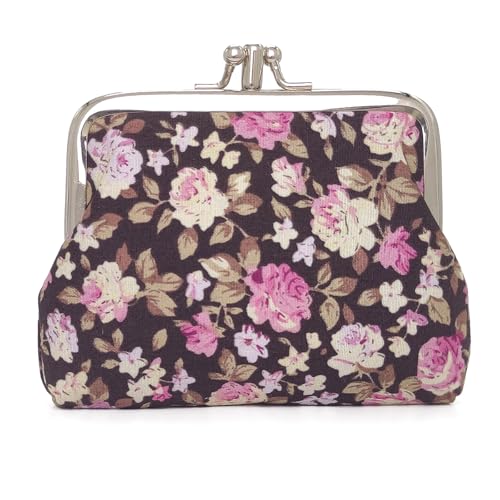 Image of Cute Floral Buckle Coin Purses Vintage Pouch Kiss-lock Change Purse Wallets (05)