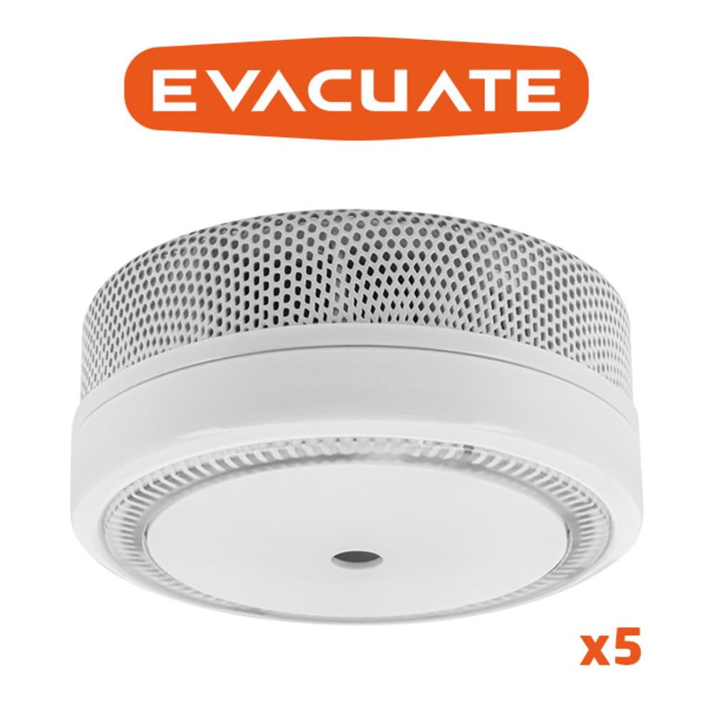 EVACUATE - Lot De 5 Détecteurs De Fumée NF - Autonomie 10 Ans