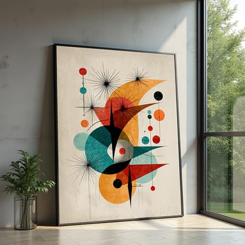 Tableaux muraux abstraits pour salon style milieu du siècle et rétro
