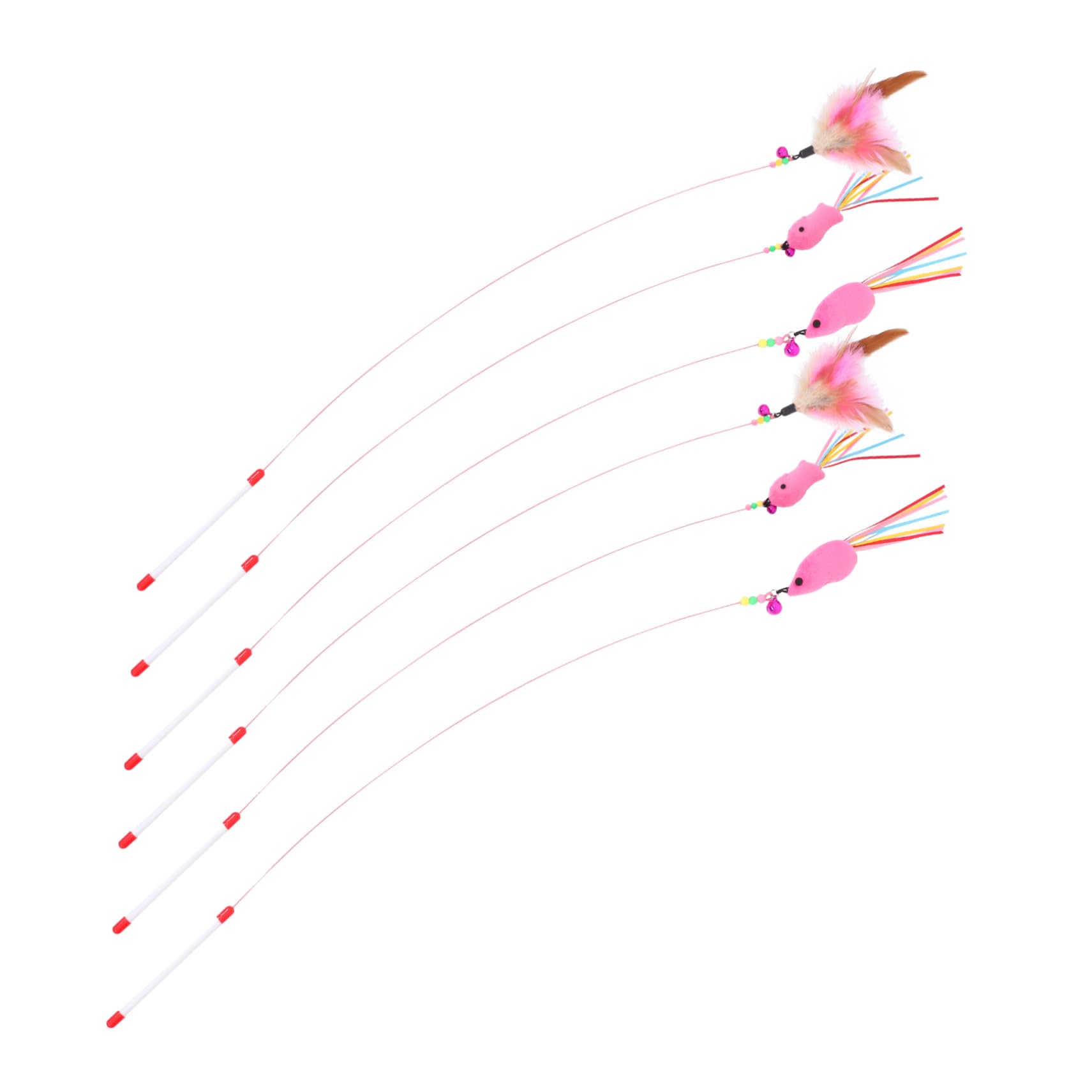 HOLIDYOYO 6pcs Cat Teaser Wand Flexible Interactive Feather for Cats and Kittens Encourages Play Strengthens Bond with Pets Mixed Styles for Fun Engagement