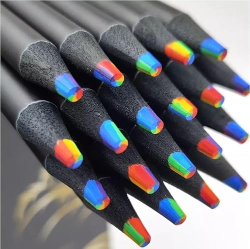 Lápis de Cor Arco-Íris Rainbow 12 Unidades – Corpo Preto e Cores Vibrantes para Criatividade