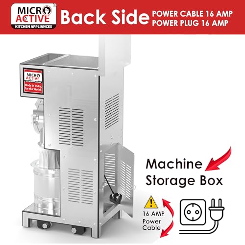 Image of MICROACTIVE Premium S-Series Commercial 2-in-1 Pulverizer Machine, Atta Chakki, Masala Grinder, with Fully Stainless Steel Body (2HP Electric Motor)
