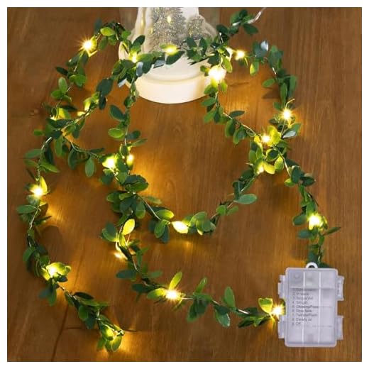JOHUNT String Lights 2 Pack Artificial Ivy Vines with Lights 8 Light Modes Each 6.5Ft 20 LED Fake Vines with Fairy Lights Green Leaves Vines String Lights for Bedroom Room Garden Party Decor