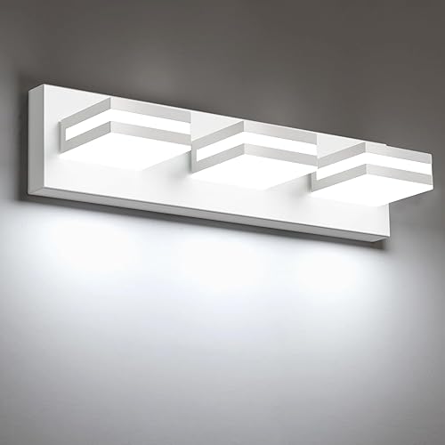 Miniatura 21 de IZORRO Lámparas de baño LED modernas (5 luces, regulables), iluminación de pared de acrílico cromado, luces de tocador para baño sobre espejo -
