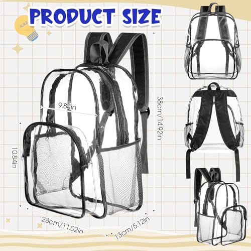 Image of Amylove 60 Pcs Clear Backpack bulk for Stadium Events Heavy Duty PVC Transparent Bookbag for College Workplace Security (15 Inches,Black)