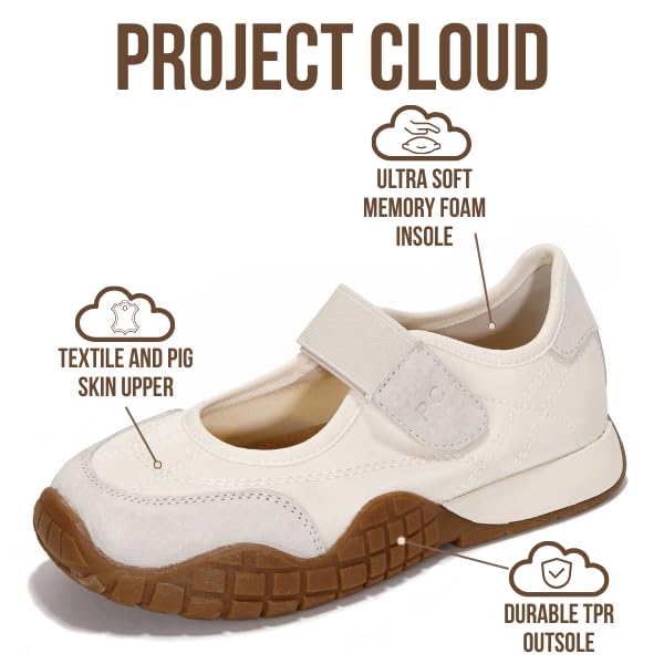 Project Cloud Girls Shoes - Memory Foam Insole Kids Shoes Girls Sneakers - Lightweight Mary Jane Flats & Non-Slip Comfortable Kids Sneakers (Little Donna)