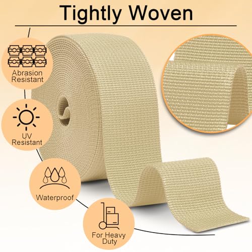 Image of CooBigo 12 Yards Webbing 1 inch & 1.5 inch & 2 inch Polypropylene Webbing Strap 1 Inch 1.5 Inch 2 Inch Wide Webbing Strapping for Bags /Lawn Chair /Pool Solar Cover DIY Crafting