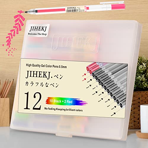 Gel Ink Pens Bolígrafo de Punta Fina Negro 12 Unidades miniatura 1