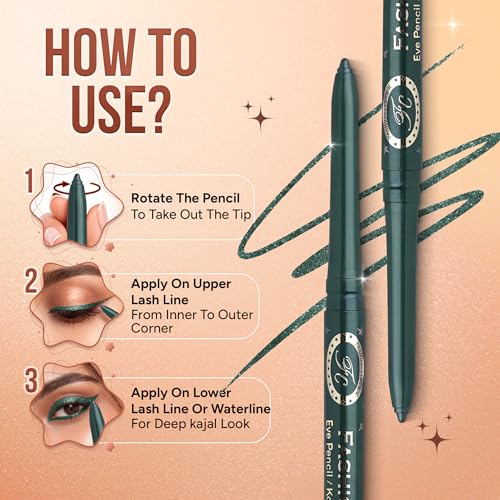 Image of FASHION COLOUR Intense Revolving Kajal | High Impact Intense Color In 1 Stroke | 12HR Long Stay | Matte & Mettalic Finish | Soft Texture | Waterproof & Smudgeproof | (Green)