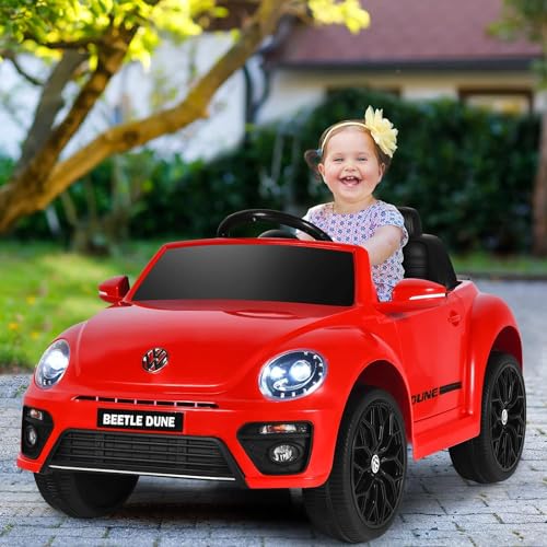 DREAMADE Elektroauto für Kinder, 12V Kinderfahrzeug mit 2,4G Fernbedienung, Kinderauto elektrisch mit LED-Licht & Musik & Sicherheitsgurt, Elektrofahrzueg für Kinder ab 3 Jahre (Rot) – Bild 3