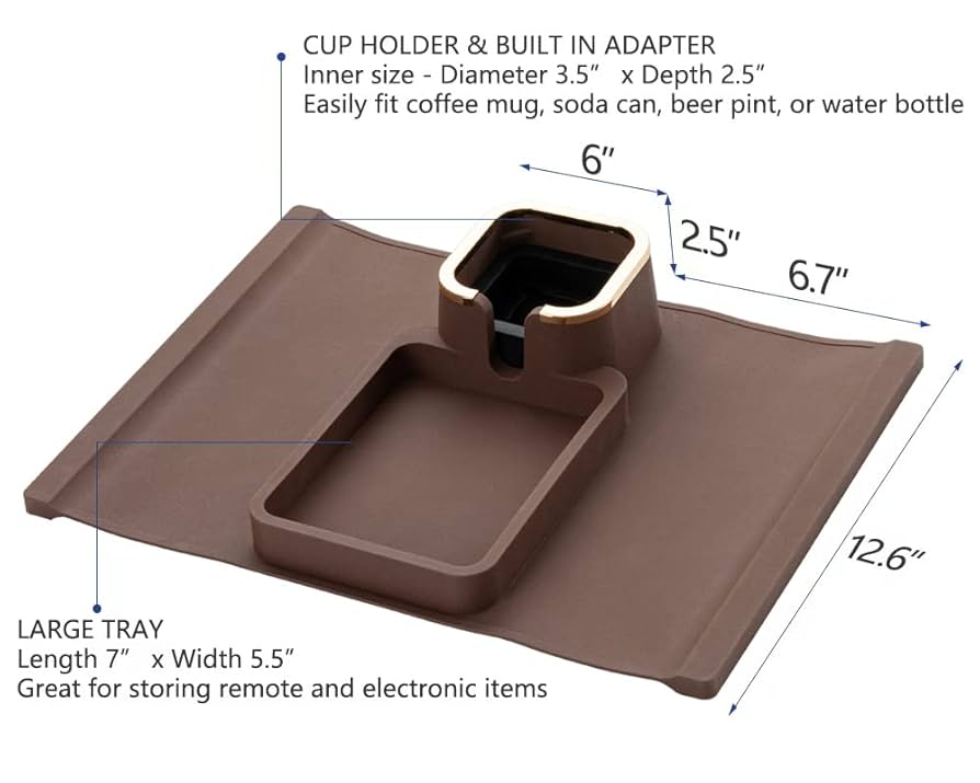 Couch Cup Holder Tray, Elimiko Silicone Anti-Spill And Anti-Slip Couch