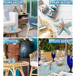 Puzzled Nautical Turquoise Starfish Set Decorative Beach Style Tabletop Centerpiece Realistic Resin Sea Coral Reef Starfishes for Ocean Themed Home Accent Decor 3 Pieces