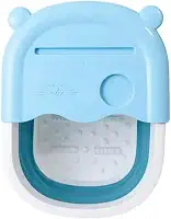 Balde Bacia Dobrável com Tampa Massageador Escalda Pés Spa Portátil Suporte Celular e Copo (Azul)