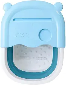 Balde Bacia Dobrável com Tampa Massageador Escalda Pés Spa Portátil Suporte Celular e Copo (Azul)