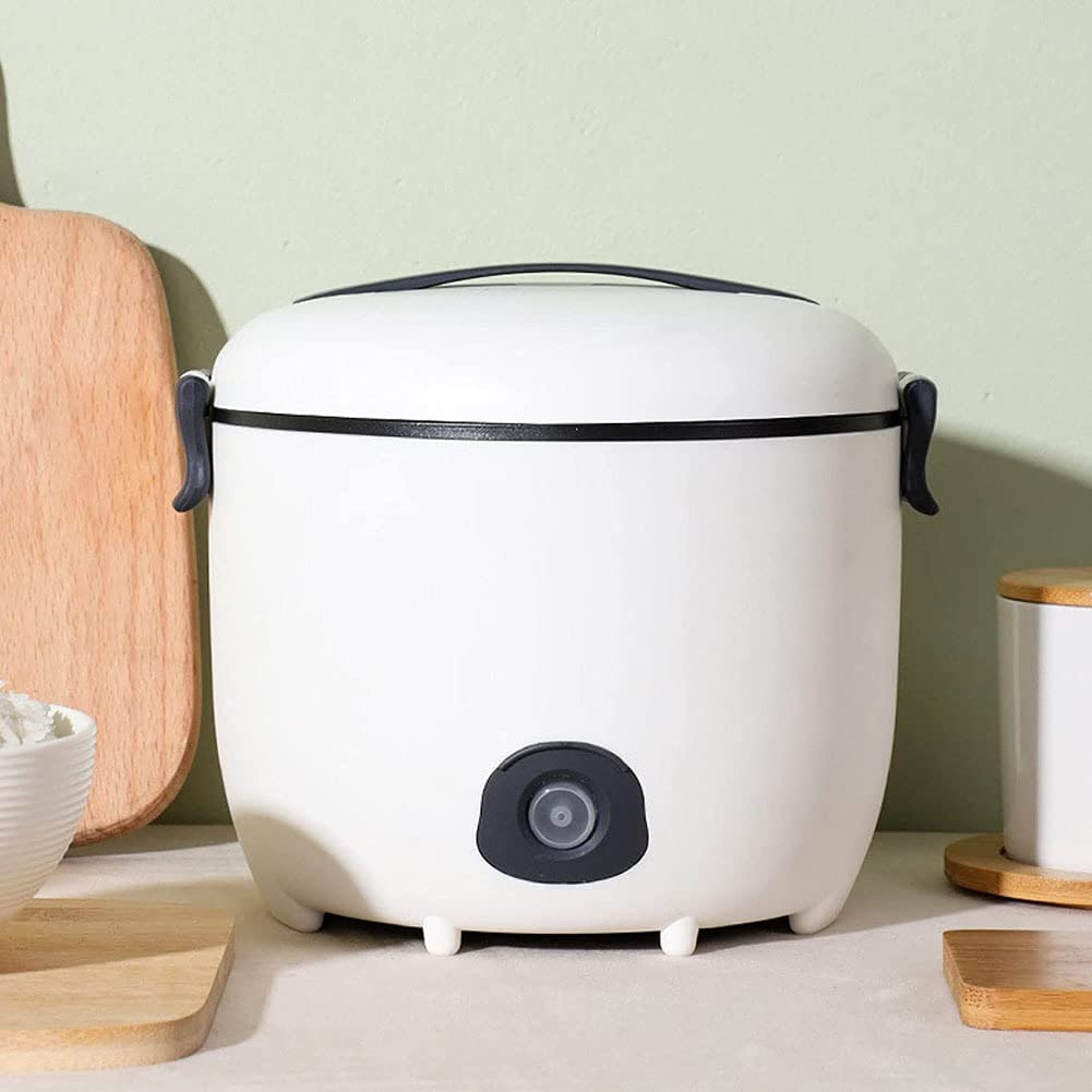 Mini Rice Cooker Small Multicooker with Removable Non Stick Rice Pot  And Keep Warm Function for 1-3 People,White,White