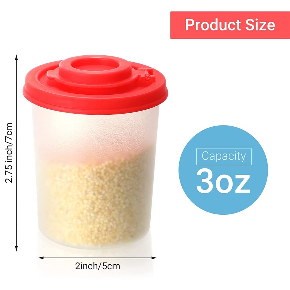 3 shaker per sale e pepe, a prova di umidità, 3 misure con coperchio per picnic (rosso