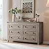 Redlemon farmhouse 6 drawer dresser for bedroom 54 inch wide rustic wood dresser tv stand dresser chest of drawers for closet living room hallway light rustic oak  urban country home decor